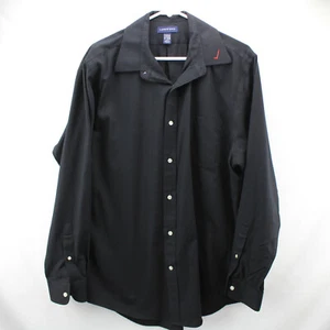 Lands End Mens Black Button Down Long Sleeve Shirt Size 16 1/2 x 35 Cotton Blend - Picture 1 of 5