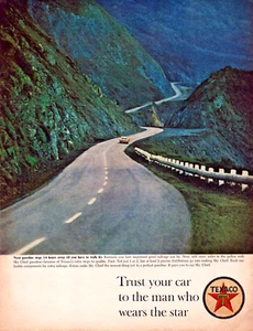 Vintage 1963 Texaco Lone Car On Highway Next Gas Stop 14 Hours Away Advertisment - Picture 1 of 1