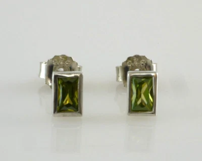 Thomas Sabo Ohrringe 925 Sterlingsilber eckig mit grünen Steinen - Bild 1 von 2