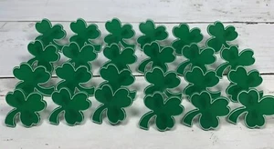 Vintage Lot 24 St Patricks Day Shamrock Cupcake Topper Plastic Rings Clover - Picture 1 of 5