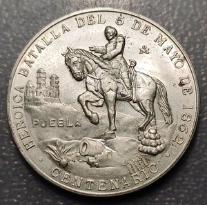 MEXICO PUEBLA HEROIC BATTLES OF 5TH OF MAY 1862 SILVER MEDAL ZARAGOZA HORSEMAN - Picture 1 of 2