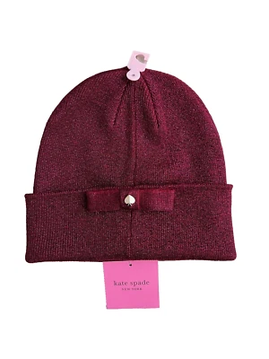 Kate Spade New York Bow Cuffed Beanie Hat Glitter Red - Изображение 1 из 2