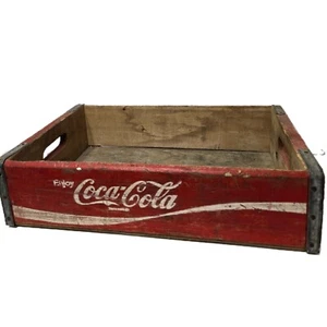 Vintage Enjoy Coke Coca Cola Holz Soda Pop Kiste Träger Holzkiste Koffer - Bild 1 von 6