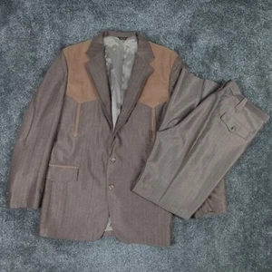 VINTAGE Pagano West Anzug Herren 48 L Western Cowboy Blazer Hose 38 38x31 braun - Bild 1 von 24