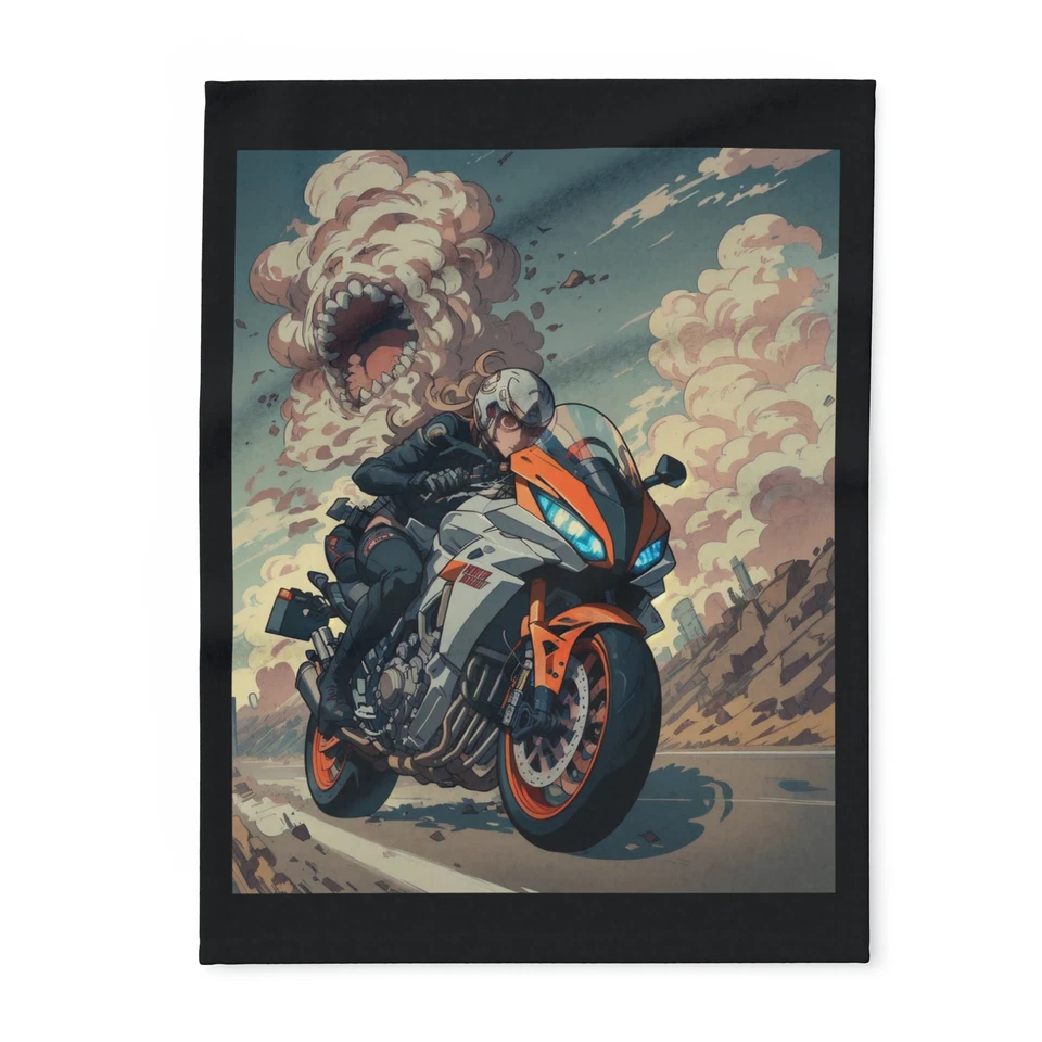 Manta polar de dibujos animados para moto deportiva - Tela premium extra suave Foto 1 de 1