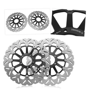 Front Brake Disc Rotors Steel Fit Ducati 1098 S1100 2007-2008 Black High Quality - Picture 1 of 7