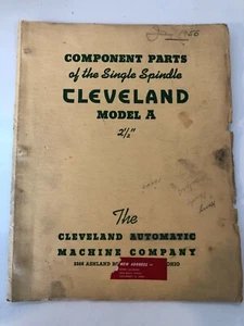 Libro de piezas de husillo único Cleveland modelo A de 2 1/2" diagramas desplegables especificaciones 1950 - Imagen 1 de 12