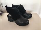 Shellys London Black Chunky Shoes Uk6 Real Leather & Suede Upper New Without Box