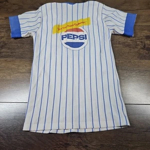 Vintage Chicago Cubs Baseball Jersey Shirt Pepsi Challenge Pinstripe YouthSize L - Picture 1 of 7