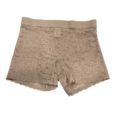NWT AERIE Boyshort Pantie Sz M Gray Taupe Lace Elastic Waistband - Image 1 of 4