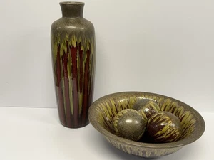 Set passende Tropfglasur Vase Schale Deko Kugeln - Bild 1 von 12
