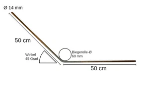 Betonstahl-Winkel Ø 14 mm, 45 Grad - 50 x 50 cm, 8 Stück, Baustahl - Bild 1 von 1