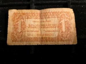 Czechoslovakia Note 1 Koruna 1944, JEDNU KORUNU 1944 *FREE SHIPPING*PetetheGreek - Picture 1 of 3