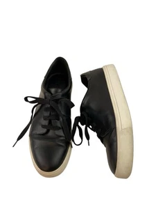 Vince Bale Leather Sneakers Womens Size 6 Black Lace Up Designer Quiet Luxury - Picture 1 of 10