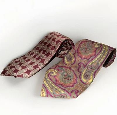 LOTE DE 2 corbatas Barney's New York 100% seda hechas en Italia Foto 1 de 4