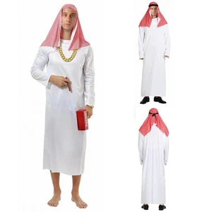 Mens Costume Carnival Jumpsuit 2-piece Set Robe Theme Party Outfits Adult Arab - Picture 1 of 27