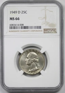 1949-D 25C NGC MS 66 Washington Silver Quarter - Picture 1 of 4
