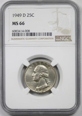1949-D 25C NGC MS 66 Washington Silver Quarter - Image 1 of 4