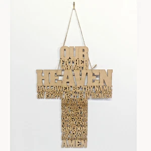 Easter Lord's Prayer Our Father Laser Cut Engraved Wood Cross Wall Art - Picture 1 of 4
