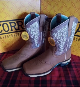 Corral Women's Tan Farm Ranch Work Hydro Resist Saddle Vamp Cowgirl Boots W5006 - Picture 1 of 5