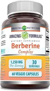 Amazing Nutrition Formulas Berberine Complex 1250 mg 60 Veg Capsules EXP 05/2027 - Picture 1 of 2