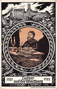 L407 Germany 1921 Luther aud der Wartburg New Testament translation postcard - Picture 1 of 2