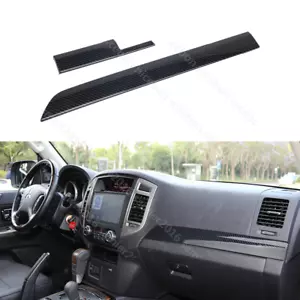 Carbon fiber color Center Console trim strip Fit For Mitsubishi Pajero 2007-19 - Picture 1 of 11