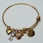 Milor Bronze Multi Tone Expandable Love Charm Bangle Bracelet