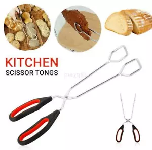Stainless Steel Tongs Scissors BBQ /Serving Barbecue /Long Fish Meat Crab Pliers - Picture 1 of 12