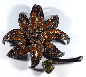Joan Rivers multicolored crystal round faceted stones brooch flower 3 1/4" long - Picture 1 of 7
