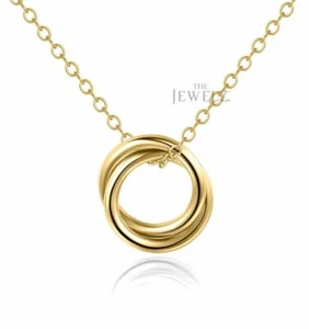 14K Solid Plain Gold Love Knot Pendant Necklace Fine Handmade - The Jewelz - Picture 1 of 3