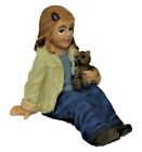 Dollhouse Little Girl Sitting with Teddy 1:12 People Resin Figure