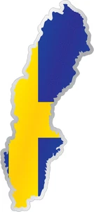 Sweden Country Flag Map Car Bumper Window Mirror Sticker Decal 2.5"X6" - Picture 1 of 1