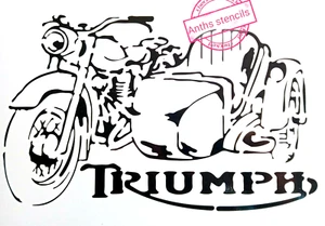 Stencil triumph with sidecar. made from clear 200 MICRON polypropylene - Picture 1 of 2
