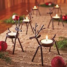 Reindeer Charm: Cast Iron Tealight Holders - Set of 2 for Christmas Decoration