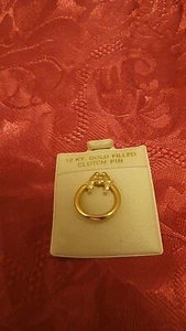 VINTAGE 12KT GOLD FILLED CLUTCH PIN BEAUTIFUL LOVE BIRD - Picture 1 of 4