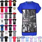 Womens Ladies NYC New York City Print Stretchy Baggy Oversized T Shirt Plus Size
