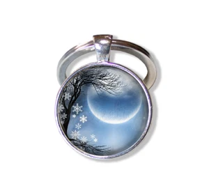 Winter Solstice Spiritual Moon Celestial Natures Handmade Glass Pendant KEYRING - Picture 1 of 7