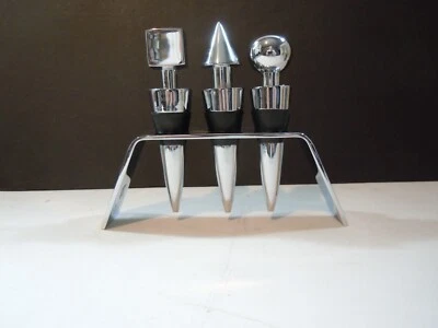 Juego de tapones de botella de vino Towle Silversmiths de 3 piezas con soporte nuevo en caja Foto 1 de 4