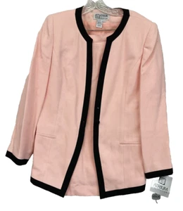 ATRIUM COLLECTION - 2 PC PINK TRIMMED IN BLACK JACKET W/SKIRT, SIZE 10 NWT - Picture 1 of 8
