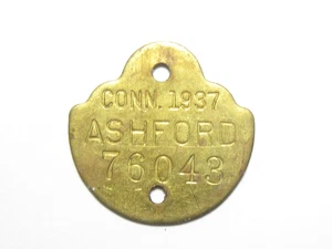1937 Ashford CT Connecticut Dog Tax Tag License - #65067 - Picture 1 of 2