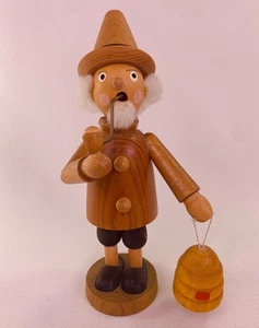 Erzgebirge Apicoltore tedesco in legno intagliato affumicatore/bruciatore di incenso 7" vintage - Foto 1 di 11