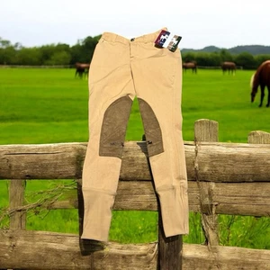 Equine Couture Coolmax Champion Breeches Pants Girls 10 Safari Tan Horse Riding - Picture 1 of 14
