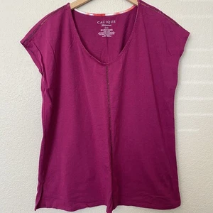 CACIQUE Mujer Ropa de Dormir Manga Corta Pullover Camisa Talla 14/16 - Imagen 1 de 6