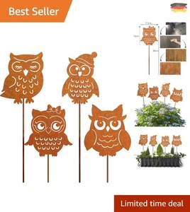 Eulen Deko Gartenstecker Herbst Rost Deko Herbstdeko 4er Edelrost Metall Eule... - Bild 1 von 9