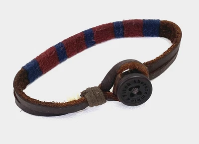 ABERCROMBIE & FITCH 蓝色勃艮第面料皮革手链 — 第 1/4 张图片