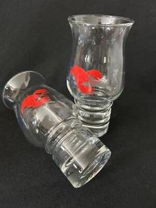 Vintage Red Lobster Hurricane Drinking Glasses Lobster w/ Blue Waves (Set of 2) - Picture 1 of 5