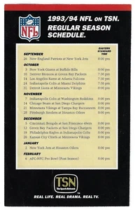 ¡Horario de baloncesto de fútbol americano americano de la NFL 1993-94!¡!! TSN - Imagen 1 de 2