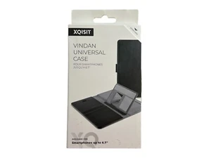 XQISIT Vindan Premium Universal Wallet Case Cover Smartphone Up To 6.7” Black - Picture 1 of 3