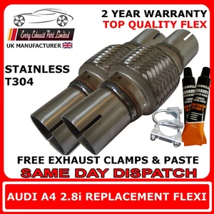Audi A4 2.8i 1997-2001 Escape Repuesto Flex Flexi Para Tubo Delantero, Par - Imagen 1 de 1